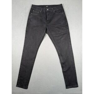 boohooMAN Mens Slim Skinny Denim Jeans Washed Black Gray Size 34 x 30